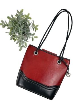 Brighton Red and Black Leather Shoulder Bag